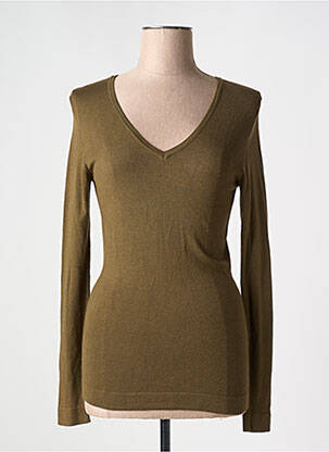 Pull coupe cintrée manches longues vert ICHI femme