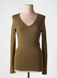 Pull coupe cintrée manches longues vert ICHI femme