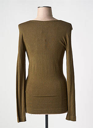 Pull coupe cintrée manches longues vert ICHI femme