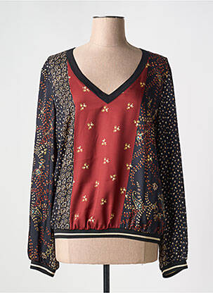 Top imprimé fantaisie manches longues noir LAUREN VIDAL femme