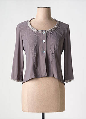 Blouse col rond manches 3/4 gris E-BRYDE femme