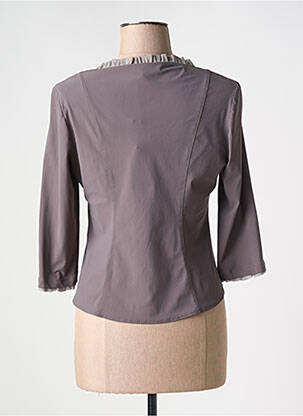 Blouse col rond manches 3/4 gris E-BRYDE femme