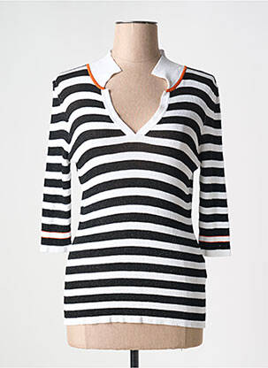 Pull coupe cintrée manches 3/4 noir ELEONORA AMADEI femme