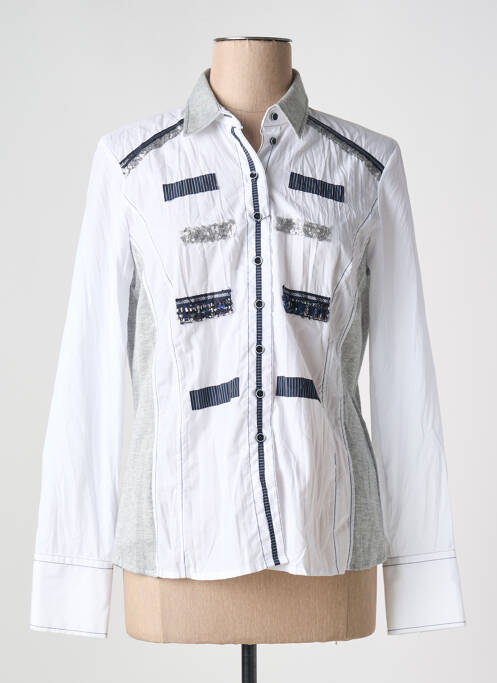 Chemisier coupe cintrée manches longues blanc JUST WHITE femme