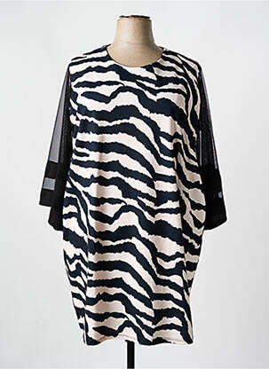 Robe mi-longue coupe fluide manches 3/4 noir POMELO femme