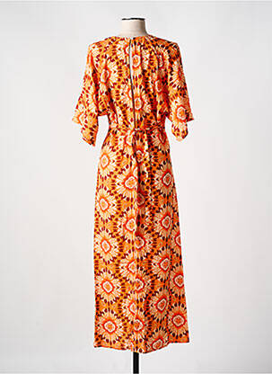 Robe longue imprimé fantaisie manches courtes orange C'EST BEAU LA VIE femme