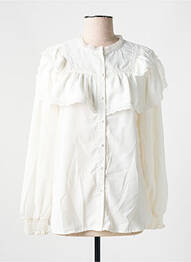 Blouse col rond manches longues blanc GOLDEN LIVE femme