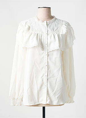 Blouse col rond manches longues blanc GOLDEN LIVE femme