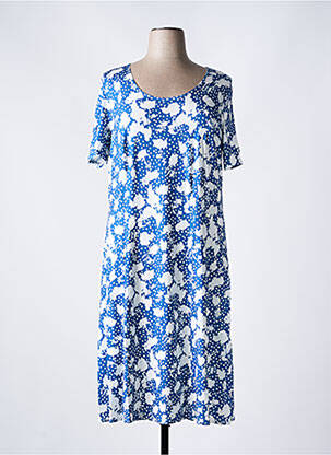 Robe longue imprimé fantaisie manches courtes bleu GRIFFON femme