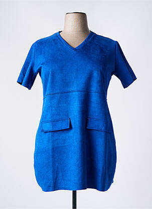 Robe courte manches courtes manches courtes bleu CHRISTY femme