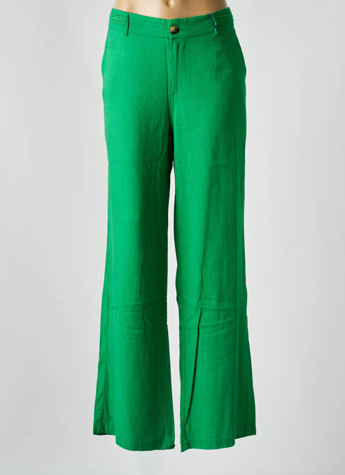 Pantalon droit fermeture zippée sous rabat boutonné vert FREEMAN T.PORTER femme