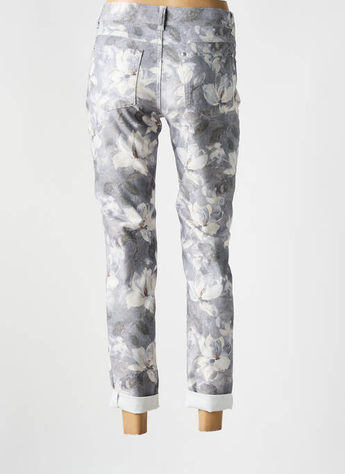 Pantalon 7/8 fermeture zippée sous rabat boutonné gris ANNA MONTANA femme