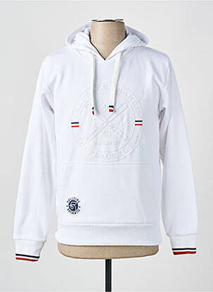 Sweat-shirt à capuche poches manches longues blanc IKONIK homme