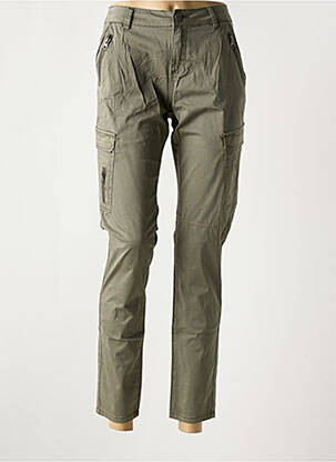 Pantalon cargo tissage popeline taille basse vert FRANSA femme