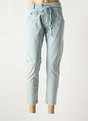 Pantalon 7/8 stretch taille normale bleu UNO PIU UNO femme