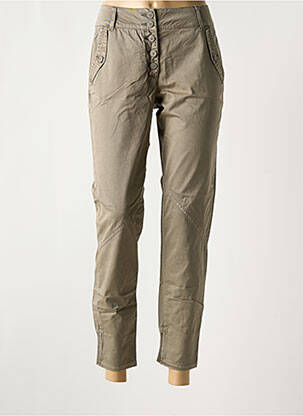 Pantalon chino tissage popeline taille normale marron FRANSA femme