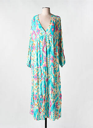 Robe longue manches longues manches longues bleu LES BOHÉMIENNES femme