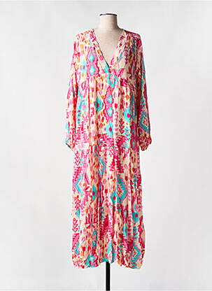 Robe longue manches longues manches longues rose LES BOHÉMIENNES femme