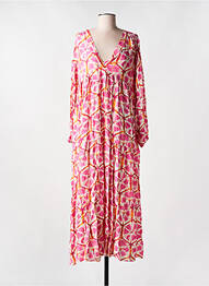 Robe longue manches longues manches longues rose LES BOHÉMIENNES femme