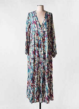 Robe longue manches longues manches longues bleu LES BOHÉMIENNES femme