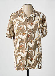 Chemise manches courtes col tailleur marron SELECTED homme
