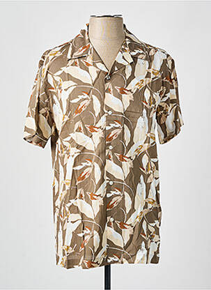 Chemise manches courtes col tailleur marron SELECTED homme