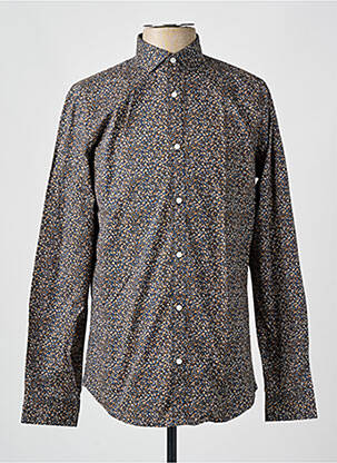 Chemise manches longues tissage popeline marron JACK & JONES homme