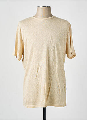 T-shirt tissage chiné manches courtes beige SELECTED homme