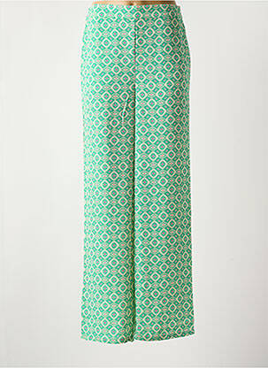 Pantalon large tissage crêpe taille haute vert ONLY femme