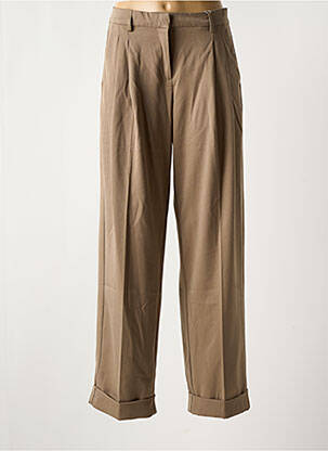 Pantalon droit taille à pinces taille haute marron ONLY femme