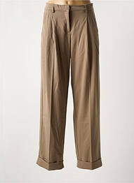 Pantalon droit tissage crêpe taille haute marron ONLY femme