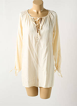 Combishort tissage crêpe manches longues beige FRNCH femme