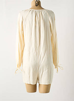 Combishort tissage crêpe manches longues beige FRNCH femme