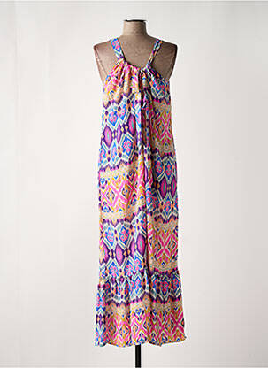Robe longue imprimé fantaisie fines bretelles rose ONLY femme