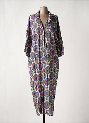 Robe longue imprimé fantaisie manches 3/4 gris GENESIS femme