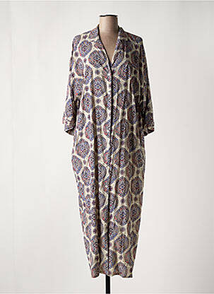 Robe longue imprimé fantaisie manches 3/4 gris clair GENESIS femme