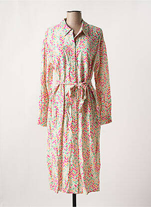 Robe mi-longue imprimé fantaisie manches longues rose ONLY femme