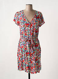 Robe mi-longue imprimé fleurs manches courtes rouge ONLY femme