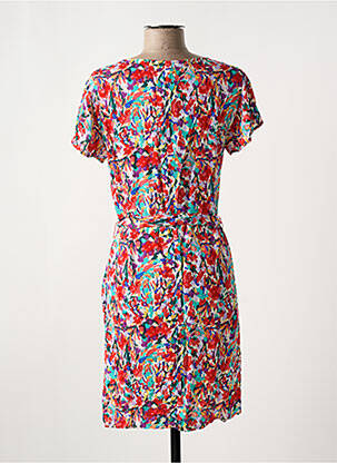 Robe mi-longue imprimé fleurs manches courtes rouge ONLY femme