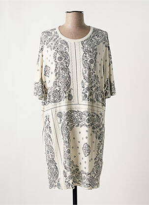 Robe courte coupe fluide manches courtes beige MAJESTIC FILATURES femme