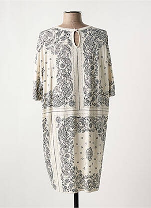 Robe courte coupe fluide manches courtes beige MAJESTIC FILATURES femme