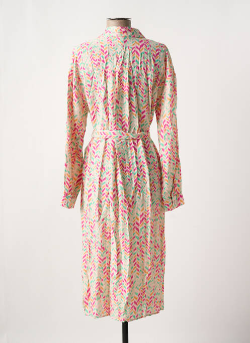 Robe mi-longue coupe fluide manches longues rose ONLY femme