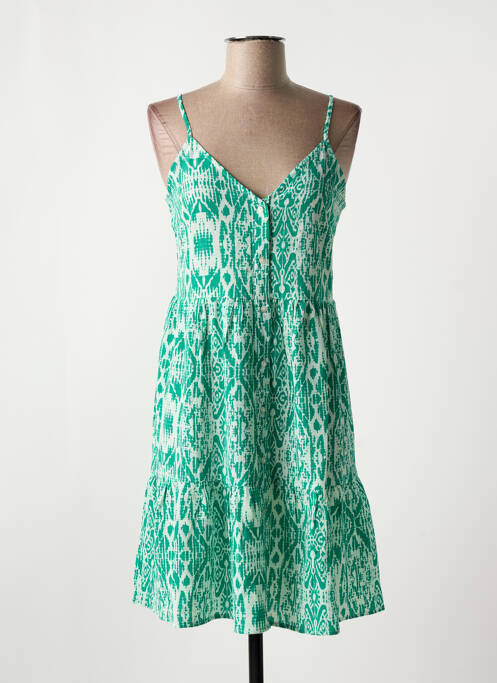 Robe courte coupe évasée fines bretelles vert ONLY femme