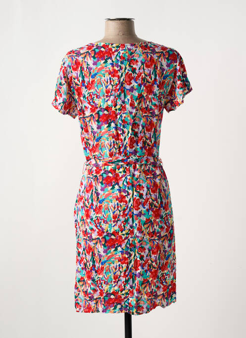Robe mi-longue imprimé fleurs manches courtes rouge ONLY femme