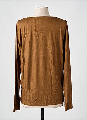 Top col v manches longues marron MAJESTIC FILATURES femme