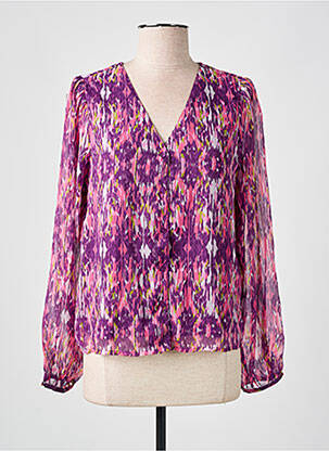 Chemisier tissage crêpe manches longues violet ONLY femme