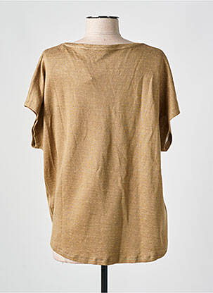T-shirt col v manches courtes marron MAJESTIC FILATURES femme