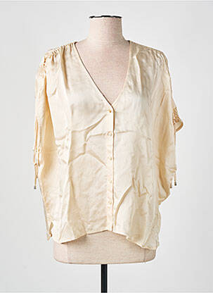 Chemisier fermeture boutonnée sur le devant manches courtes beige SESSUN femme
