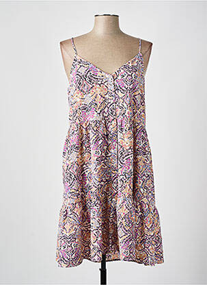 Robe mi-longue imprimé fantaisie fines bretelles violet ONLY femme