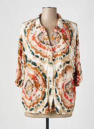 Chemisier imprimé fantaisie manches 3/4 marron MAJESTIC femme